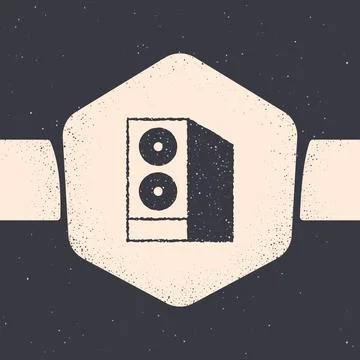 Grunge Case of computer icon isolated on grey background. Computer server. .. Illustrazione stock