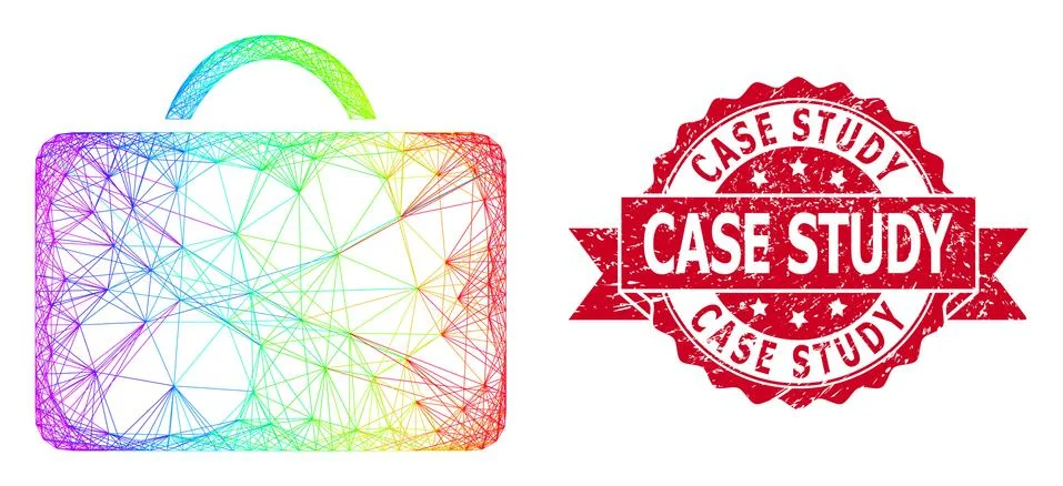 Grunge Case Study Stamp and Rainbow Net Case Stock Illustration