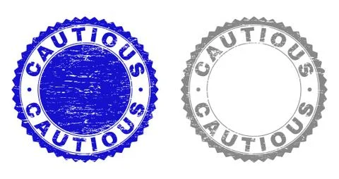 Grunge CAUTIOUS Textured Watermarks Stock Illustration