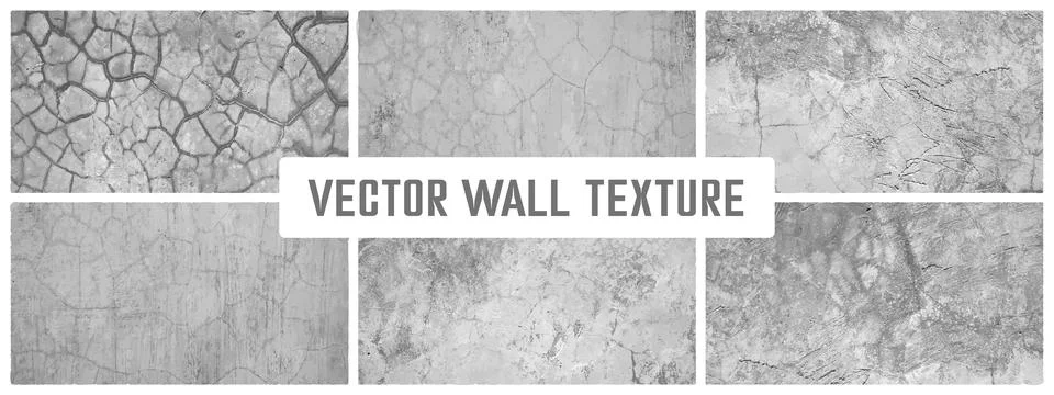 Grunge cement textures vector colection. Concrete wall background vector illu Stock Illustration