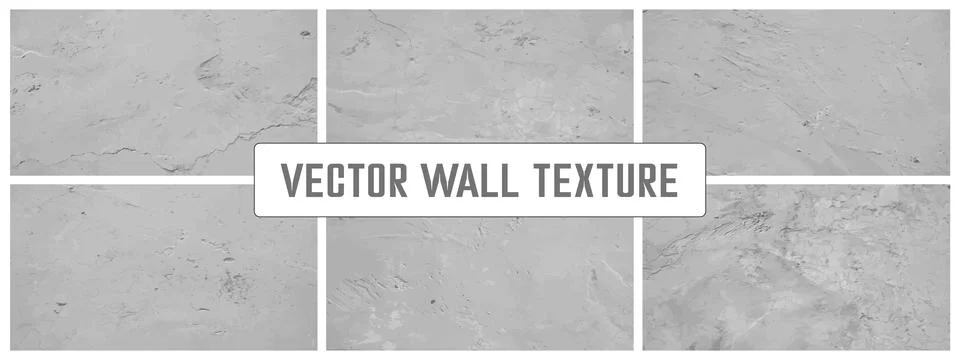 Grunge cement textures vector colection. Concrete wall background vector illu Stock Illustration
