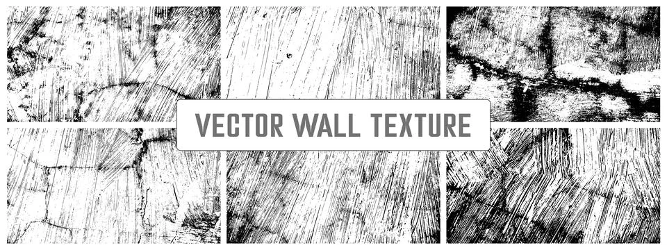 Grunge cement textures vector colection. Concrete wall background vector illu Stock Illustration
