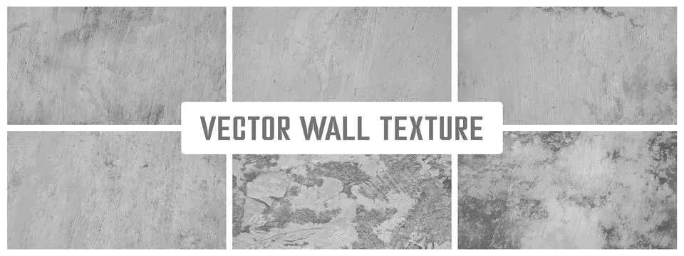 Grunge cement textures vector colection. Concrete wall background vector illu Stockillustratie