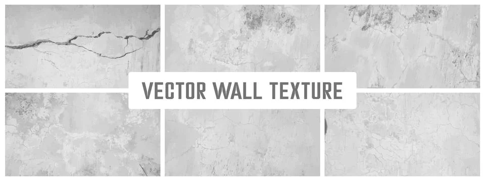 Grunge cement textures vector colection. Concrete wall background vector illu Stock Illustration