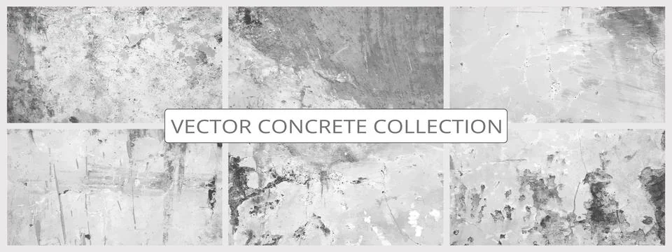 Grunge cement textures vector colection. Concrete wall background vector illu Illustrazione stock