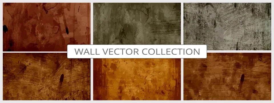 Grunge cement textures vector colection. Concrete wall background vector illu イラスト素材