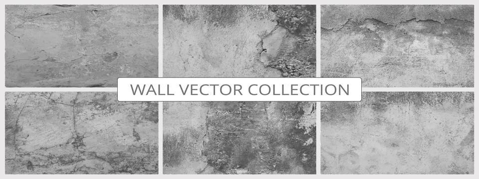 Grunge cement textures vector colection. Concrete wall background vector illu 스톡 일러스트
