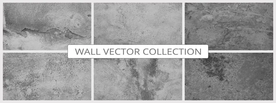 Grunge cement textures vector colection. Concrete wall background vector illu Stock Illustration