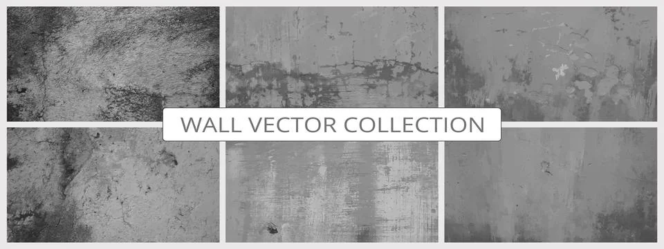 Grunge cement textures vector colection. Concrete wall background vector illu Illustrazione stock