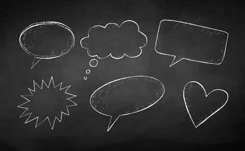 Grunge chalk drawn speech bubbles Stock Illustration