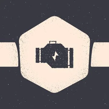 Grunge Check engine icon isolated on grey background. Monochrome vintage drawing Stock Illustration