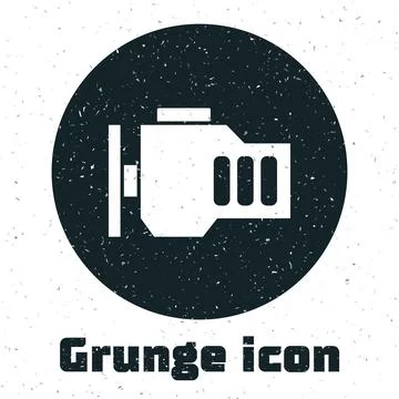 Grunge Check engine icon isolated on white background. Monochrome vintage Stock Illustration