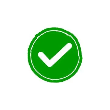 Grunge Check Mark Round Icon Vector Isolated Stock Illustration