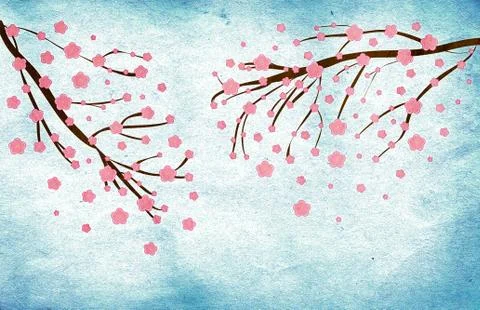 Grunge Cherry blossom Ilustração Stock