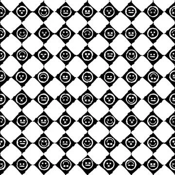 Grunge Chessboard Smiles Seamless Pattern Illustrazione stock