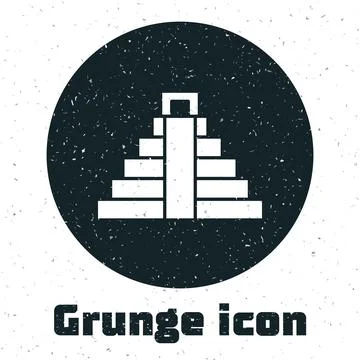 Grunge Chichen Itza in Mayan icon isolated on white background. Ancient Mayan Stock Illustration