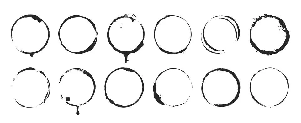 Grunge circle brush ink frames set. Vector eps 10 set Stock Illustration