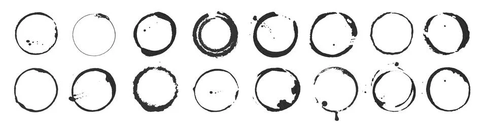 Grunge circle brush ink frames set. Vector eps 10 set Stock Illustration