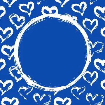 Grunge circle on hearts background template Stock Illustration