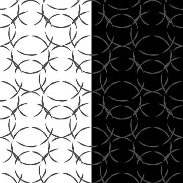 Grunge circle seamless pattern. Hand painted grey ink brush strokes, textured Stock Illustration