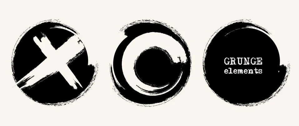 Grunge circle shapes. Abstract vector illustration. Stock Illustration