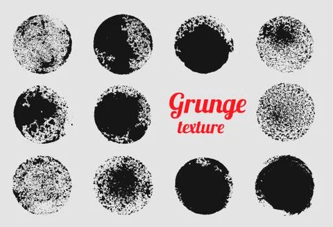 Grunge circle vector element set. Stamp stain texture Stock Illustration