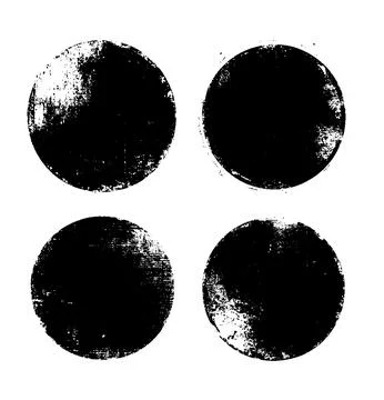 Grunge circular vector background with black brush strokes and ink splashes Stock Illustration