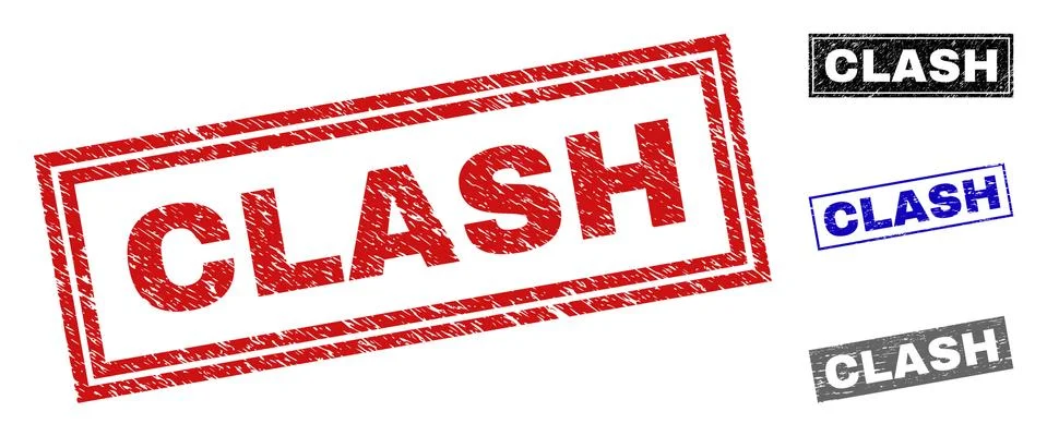 Grunge CLASH Scratched Rectangle Stamp Seals Stock Illustration