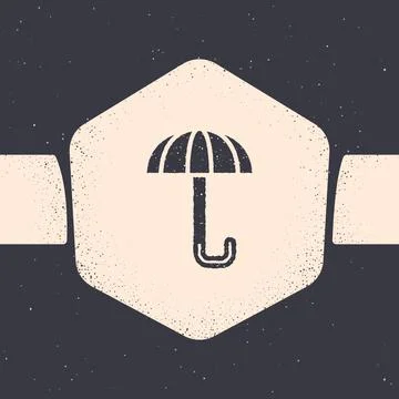 Grunge Classic elegant opened umbrella icon isolated on grey background. Rain Illustrazione stock