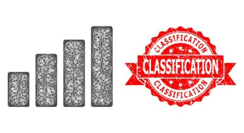 Grunge Classification Seal and Hatched Bar Chart Icon 스톡 일러스트