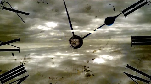 Grunge clock and clouds. time lapse Stock Footage 62708305