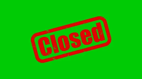 Grunge closed stamp motion Graphics Isolated on Green Screen stock video Footage Video stock 323788557