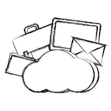 Grunge cloud data network connection server Illustrazione stock