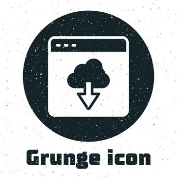 Grunge Cloud technology data transfer and storage icon isolated on white 스톡 일러스트