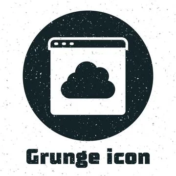 Grunge Cloud technology data transfer and storage icon isolated on white Illustrazione stock