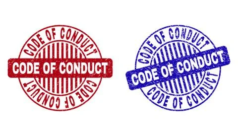 Grunge CODE OF CONDUCT Scratched Round Stamps Stock Illustration