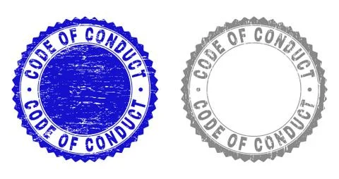 Grunge CODE OF CONDUCT Scratched Stamps Illustrazione stock