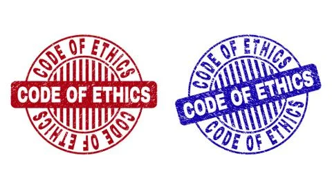 Grunge CODE OF ETHICS Textured Round Stamps 스톡 일러스트