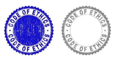 Grunge CODE OF ETHICS Textured Stamp Seals Illustrazione stock