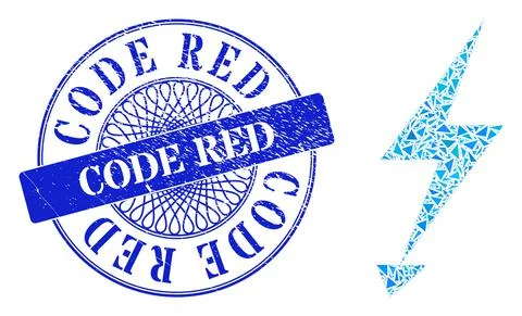 Grunge Code Red Seal and Triangle Electric Strike Mosaic Stock Illustration
