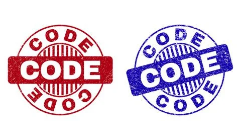 Grunge CODE Textured Round Stamps 스톡 일러스트
