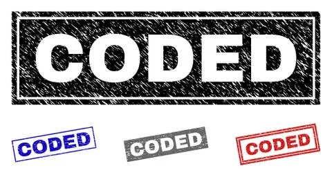 Grunge CODED Scratched Rectangle Watermarks 스톡 일러스트