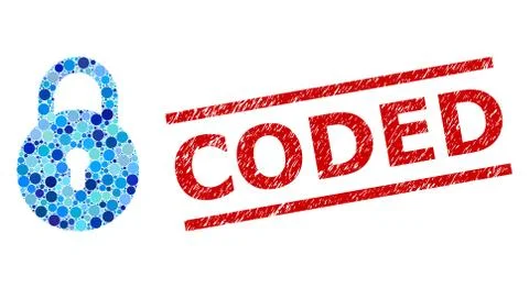 Grunge Coded Seal and Locker Composition of Rounded Dots イラスト素材