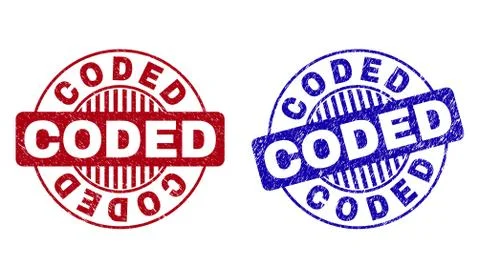 Grunge CODED Textured Round Watermarks Illustrazione stock