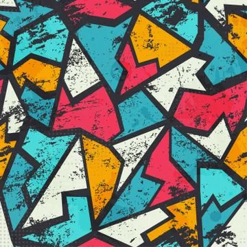 Grunge colored graffiti seamless pattern Stock Illustration