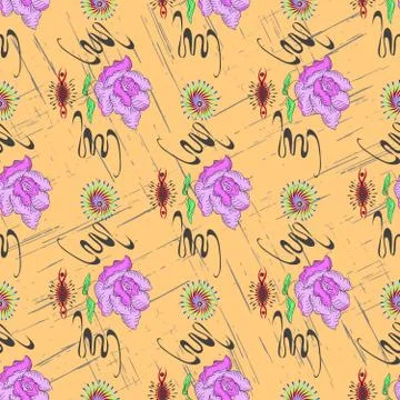 Grunge colored graffiti seamless pattern Stock Illustration