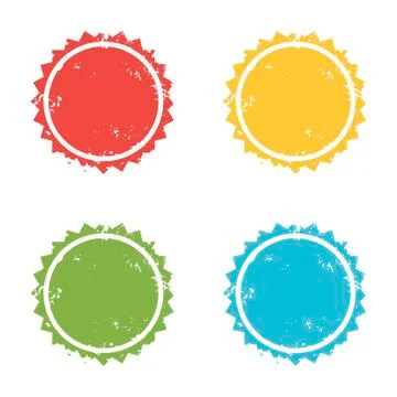 Grunge colored round stamps vector collection Stock Illustration