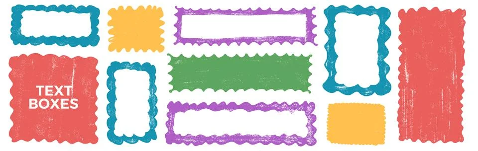Grunge colorful playful rectangle frames and text boxes. Quote square borders イラスト素材