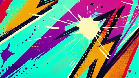 Grunge Comic Energy  Hand-Drawn Anime Electric Bolts Background Stock Footage 315212045