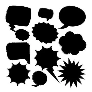 Grunge comic speech bubbles with brush strokes, ink smudges, acrylic stains or Stockillustratie